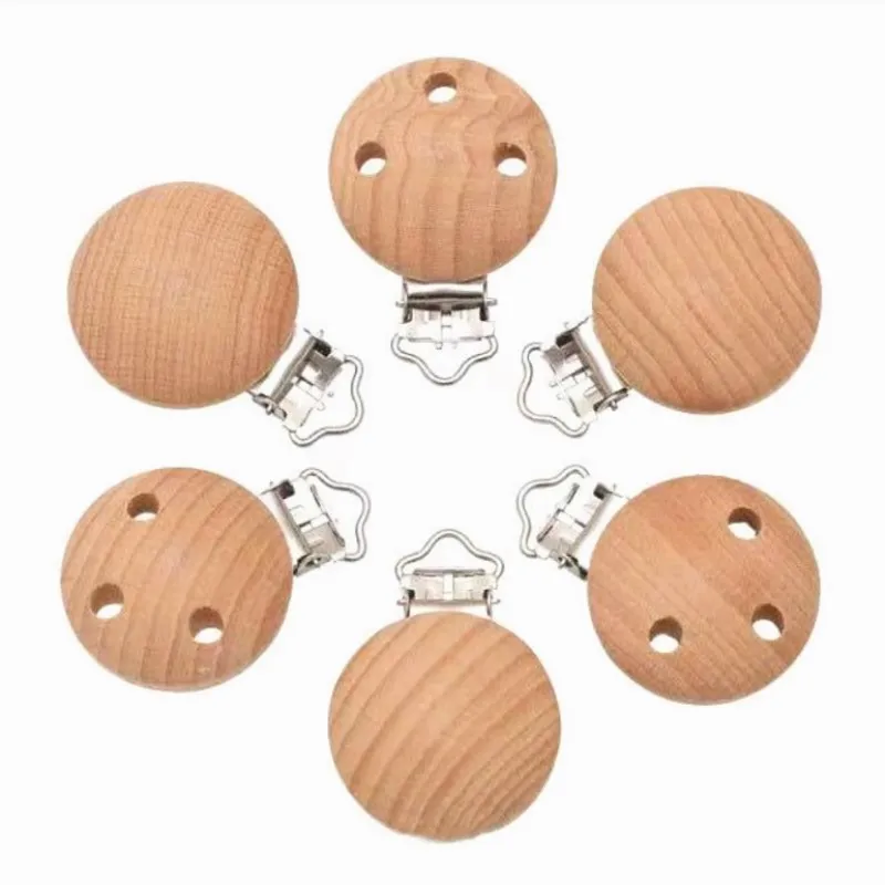 Customization Making Wood Dummy Pacifier Clips Holders Round Face Clasps Suspender Garment Accessories Nipple For Baby 50pcs/lot