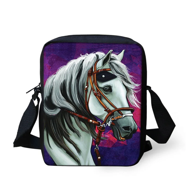 Sac à bandoulière imprimé Animal pour filles et garçons, Mini sac à bandoulière décontracté à la mode avec cheval en 3D