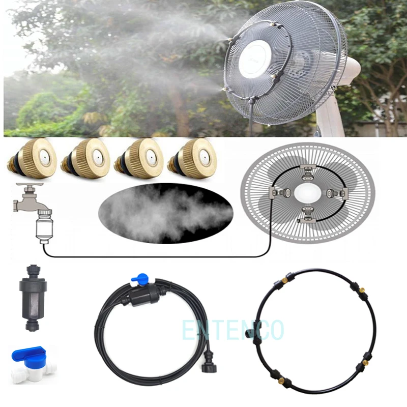 

Indoors Cooling Fan sytem for café restaurant Sprayer Misting fan ring water mist fog cooling system