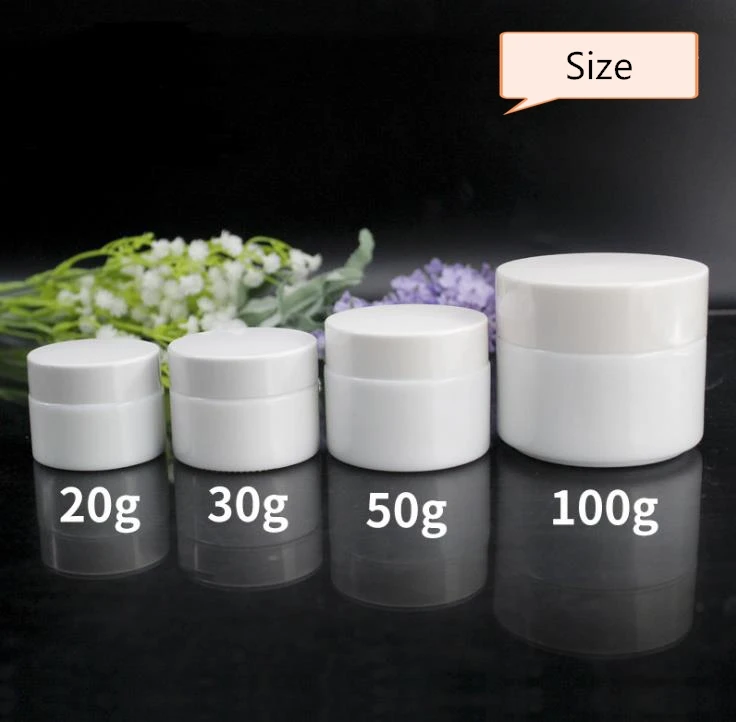 20g 30g 50g Glass Jar White Porcelain Cosmetic Jars with Inner PP liner Cover for Lip Balm Face Cream SN2969