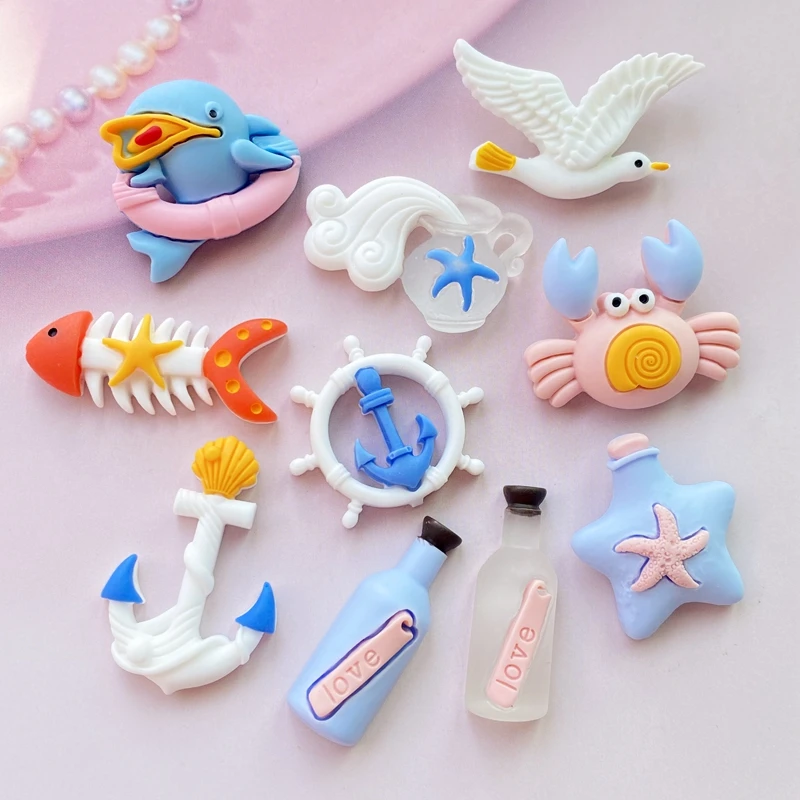 10Pcs New Cute Mixed Ocean Series Flat Back Resin  Scrapbooking DIY Jewelry Craft Decoration Accessories H330