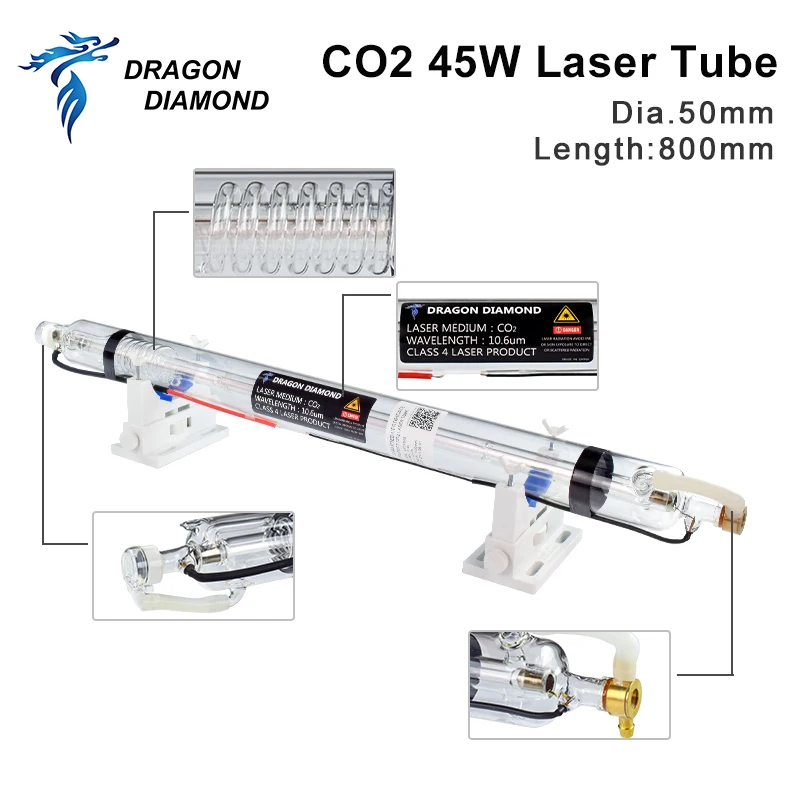 Imagem -02 - Cabeça do Metal para a Gravura do Laser do Co2 e a Máquina de Corte Tubo do Co2 Diâmetro 50 mm Comprimento 800 mm 45w