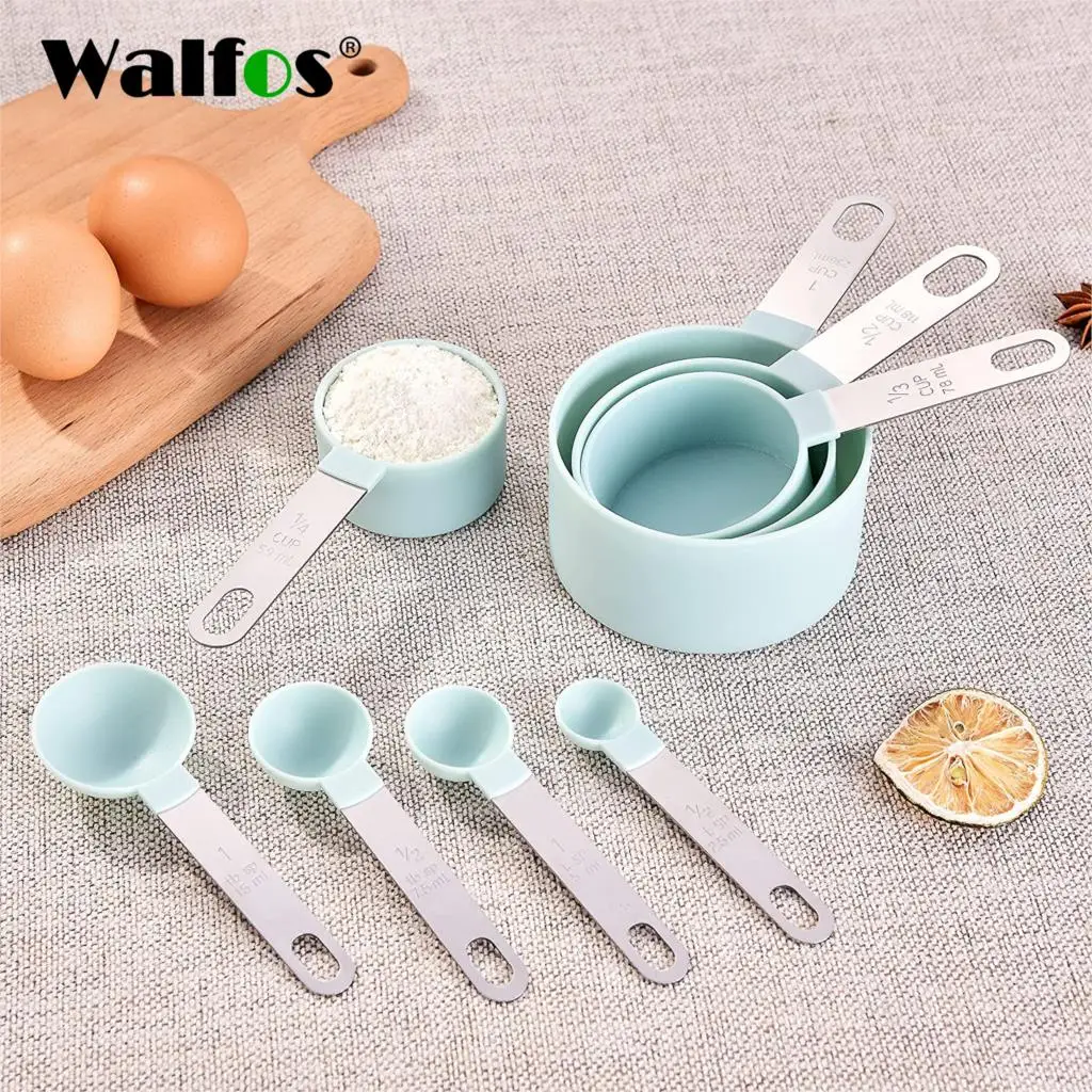 8pcs Baking Tools Kitchen Measuring Spoon Set Stainless Steel Handle Measuring Cup With Scale Measuring Spoon Kitchen Gadgets