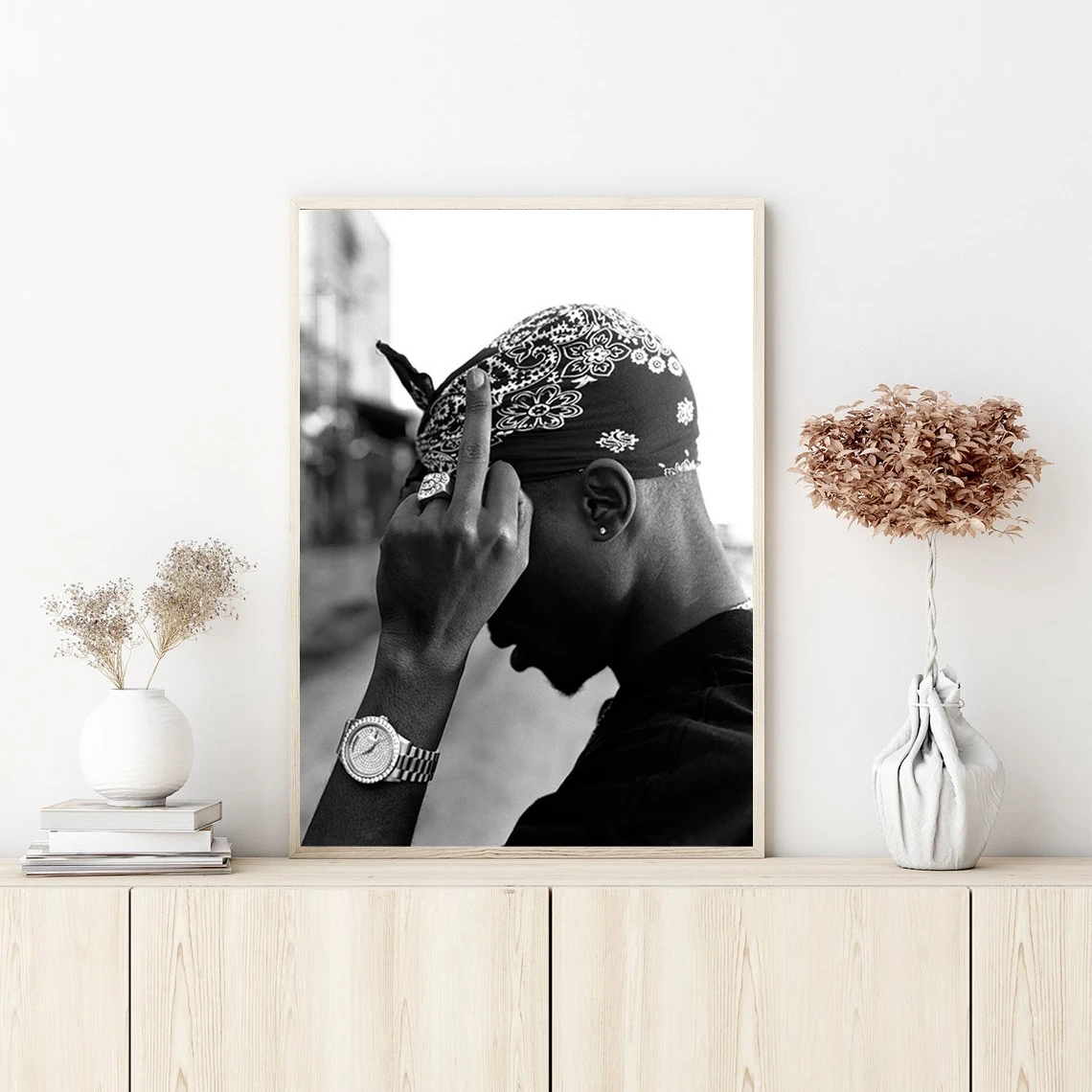 Tupac Amaru Shakur Music Poster Hip Hop Rapl Wall Art Canvas Painting Bedroom Living Room Home Decoration (No Frame)