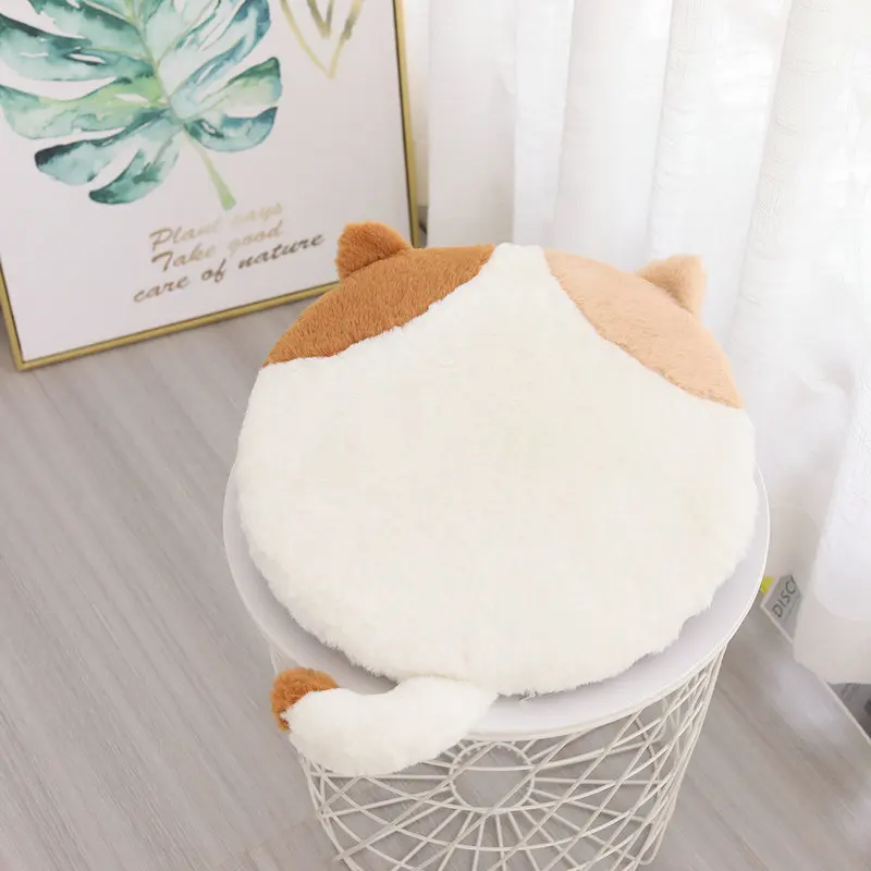 40x40cm Round Plush Cat Style Seat Cushion Chair Memory Foam Mat Tatami Seat Pad Anti Slip