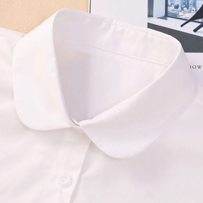 New Cotton Fake Collar Blouse Women Vintage Shirt Collar Detachable False Collar Lapel Office Shirt Women Clothes Accessories