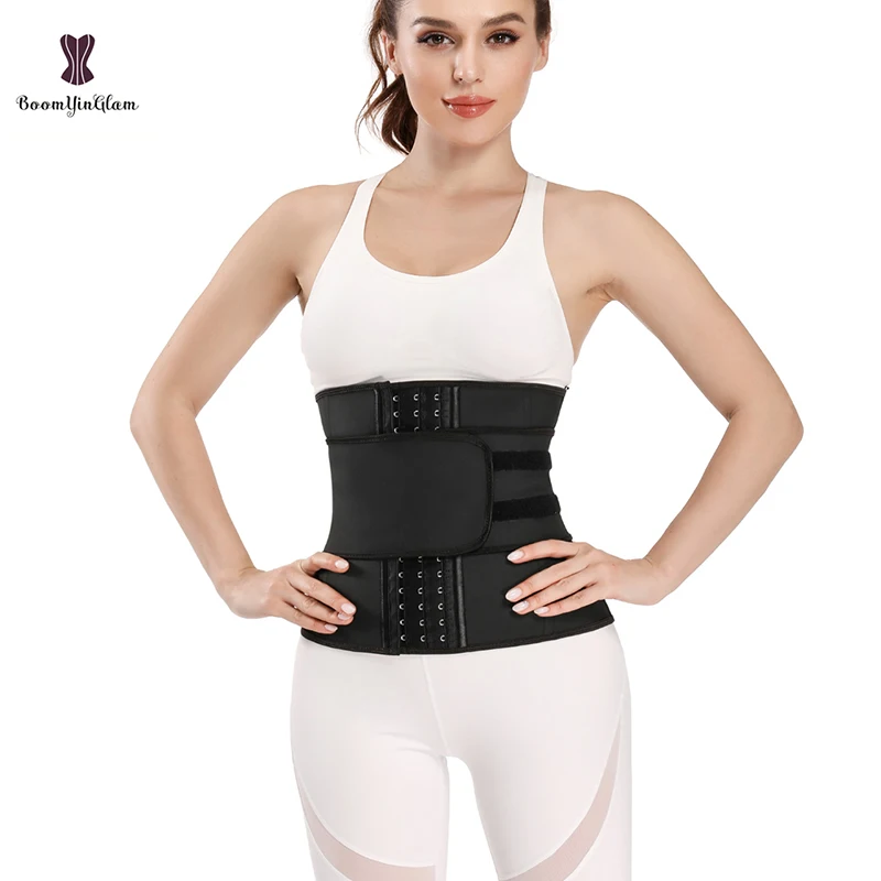 

Fajas Colombians Women's 3 Hooks Waist Trainer 9 Steel Boned Corset Latex Girdles Waist Trimmer Belt With Sticker For Postportum