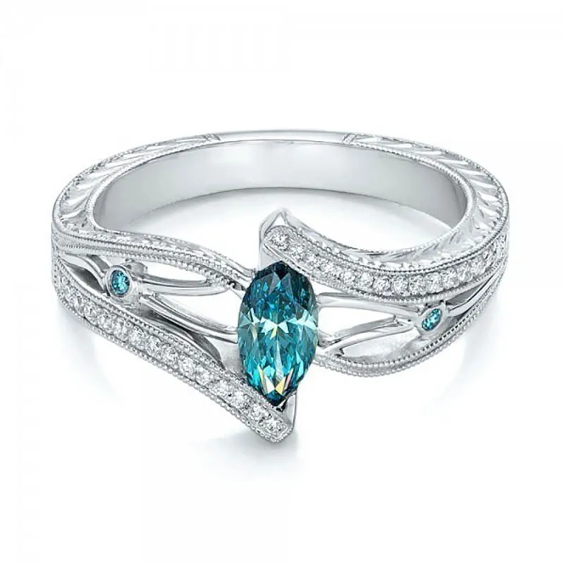 Cellacity Fashion Luxury Designer Accessories Aquamarine Ring for Women Silver 925 Jewelry 3 colors Hollowing Out Style Banquet