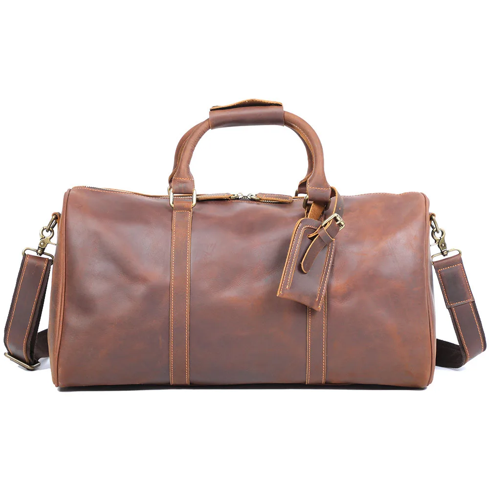 Bolso de viaje de cuero Real para hombre