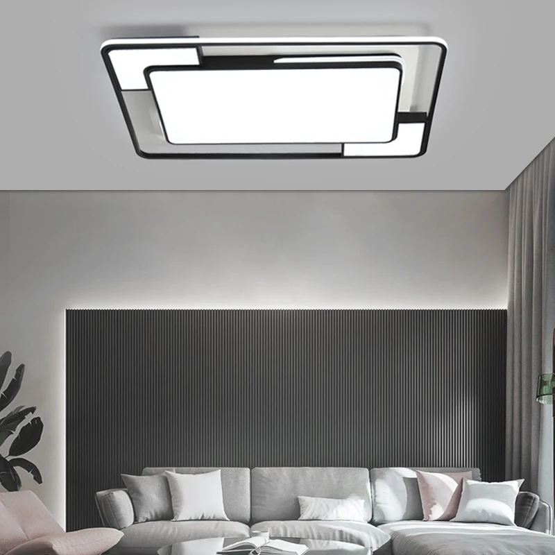 Modern Black LED Ceiling Light Square Rectangle Lighting for Living Room Bedroom Study Room Ceiling Lamp Light Fixture