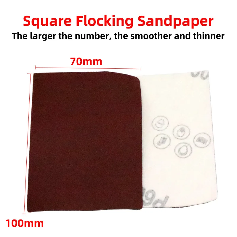 HIFESON High Quality 100PCS Rectangular Sandpaper 70*100mm Square Flocking Sandpaper Special-shaped Sandpaper Sander Sandpaper