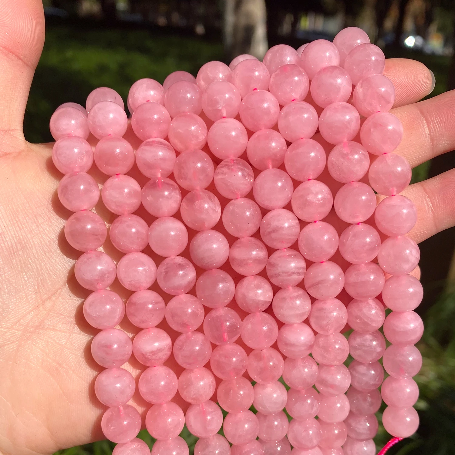 Pink Natural A+ Madagascar Rose Quartz Round Loose Stone Beads For Jewelry Making DIY Women Bracelet Necklace 6 8 10 mm 7.5 Inch