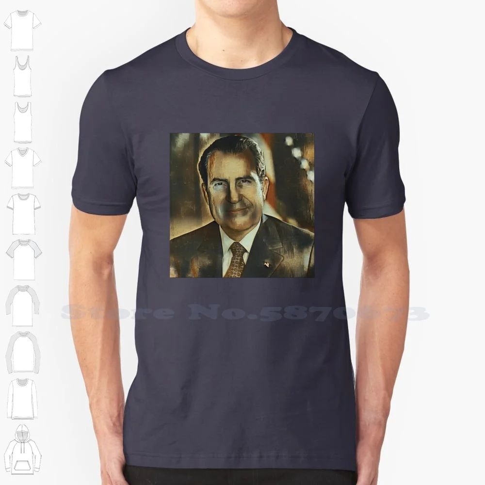 President Richard Rare Portrait Painting 100% Cotton T-Shirt Richard Milhous Richard M Richard Presideon President Of The