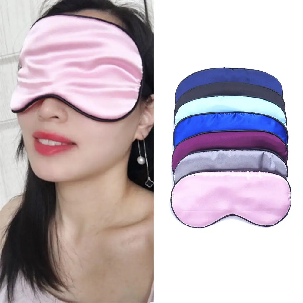 1PC New Pure Silk Sleep Eye Mask Padded Shade Cover Travel Relax Portable Aid Blindfold Eye Patch for Night Sleeping, Travel, Na