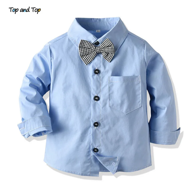 Top and Top Baby Boys Casual Clothing Set Infant Long Sleeve Shirt with Bowtie+Suspender Pants Gentleman 2Pcs Suit Bebes Ropa