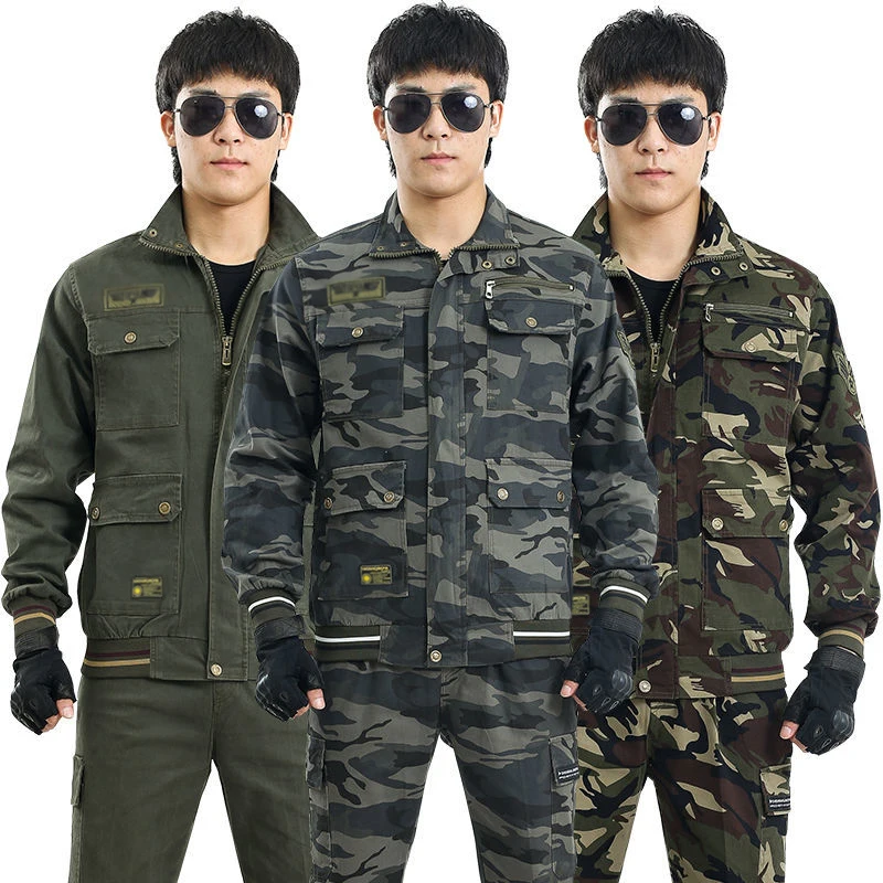 2021 Men's Cotton Stretch Workwear Suit Spring And Autumn Thickened Camouflage Clothing Tooling Cotton Labor Insurance Clothing