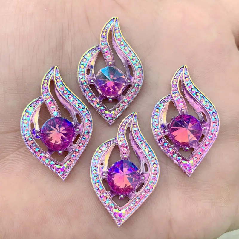 10pcs 21*34mm Leaves shape Sew on rhinestones flatback resin crystals accessory gemstone strass loose beads -S411