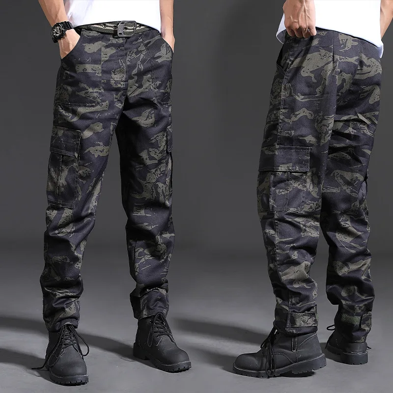 Spring Brand Men Fashion Cargo Pants Multi-pockets Baggy Men Pants Casual Trousers Overalls Camouflage Pants Man