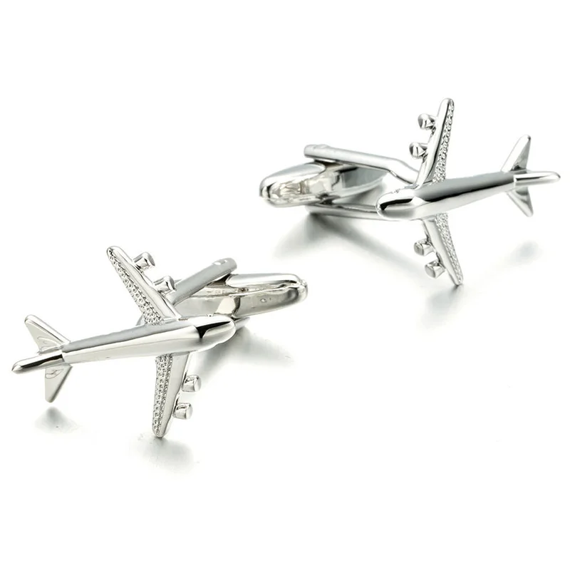 Boutons De Manchette Avion – Design Aéronautique En Argent – Cadeau Parfait Pour Pilote, Amateur D'Avions & Voyage