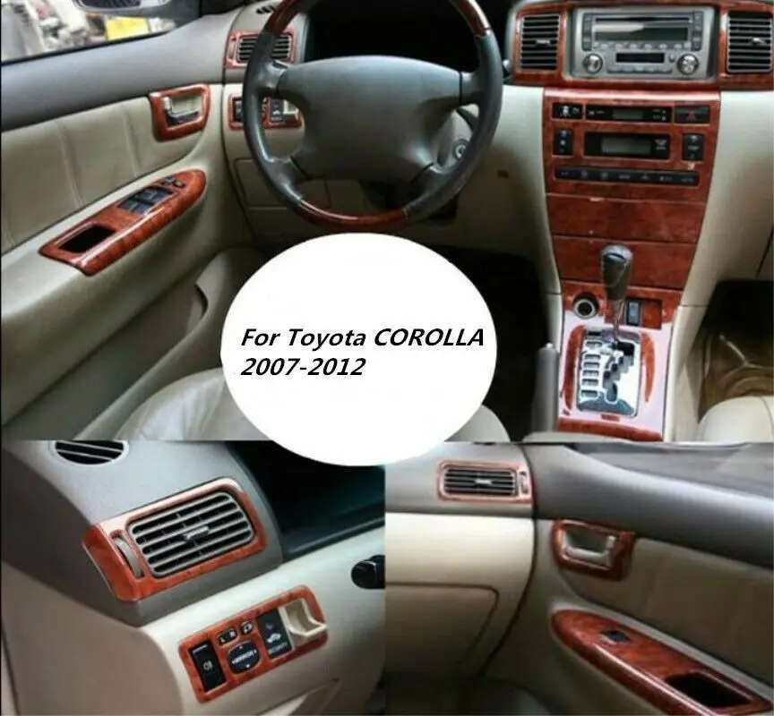 Peach wood grain Car interior kit Cover Trim For Toyota COROLLA 2007 2008 2009 2010 2011 2012 car modification