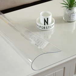 2021 New Creative Soft Glass PVC Tablecloth 1mm/1.5mm/2mm/3mm Thick Waterproof Oilproof Kitchen Dining Table Cover For Table Dec