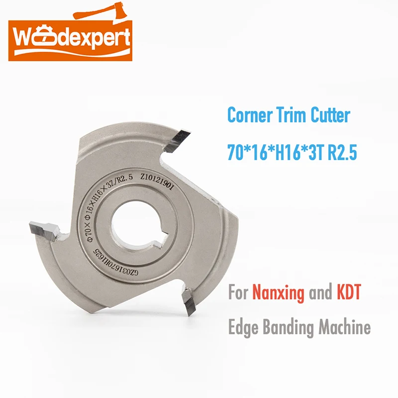 

Corner Trim Cutter for KDT&Nanxing Edge Bander Machine Corner Round Trimming Cutter 70*16*H16*3T R2.5 for Office Furniture