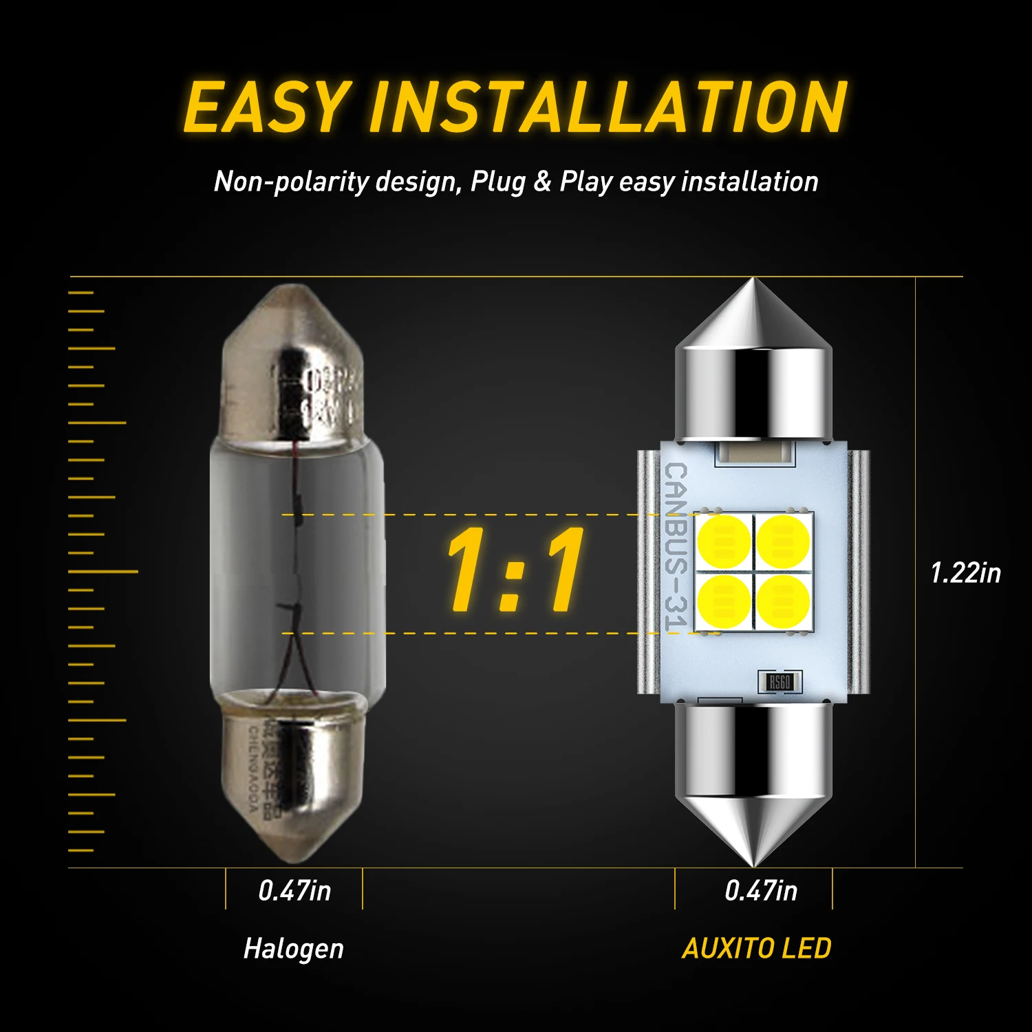 AUXITO 2pcs Festoon C5W lampadina a LED 31mm 36mm 41mm CANBUS luci targa interna auto per Toyota BMW Hyundai Audi Honda Kia