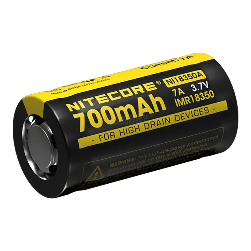 Nitecore-充電式リチウムイオン電池,700 V,3.7 mAh,18350 V,高排水装置用,モデルimr18350