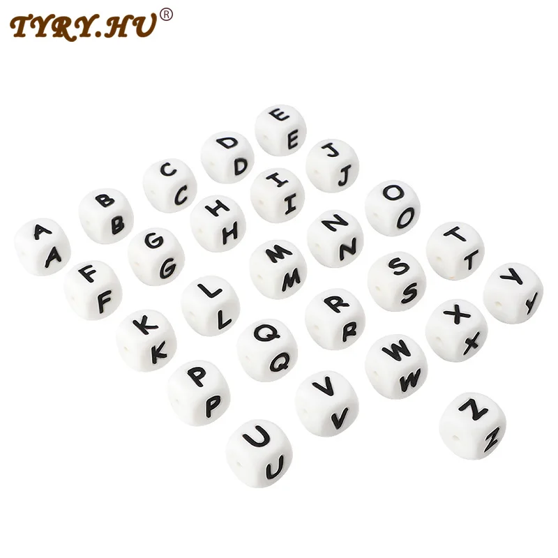 

100pcs Silicone Letter Beads for DIY Teether Chain Clips Baby Teething Alphabet Beads for Kid Necklace Silicone Beads