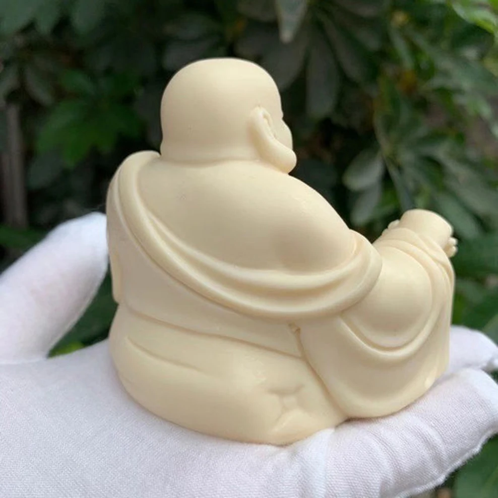 Mini Buddha Statue Ivory Fruit Carving Maitreya Small Ornaments Cute Crafts Car Decoration Figure Statue Home Decorations