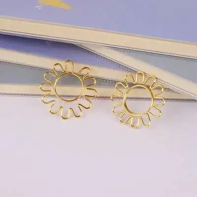 Clip de papel de flor de sol dorado, decoración, aguja de diferencia, dibujos animados, bonito, 12 Uds.