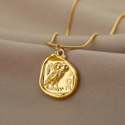 Vintage Coin Necklaces For Women Owl Choker Pendant Necklace Collar Bohemia Carved Freedom Letter Jewelry Gift Bijoux Femme