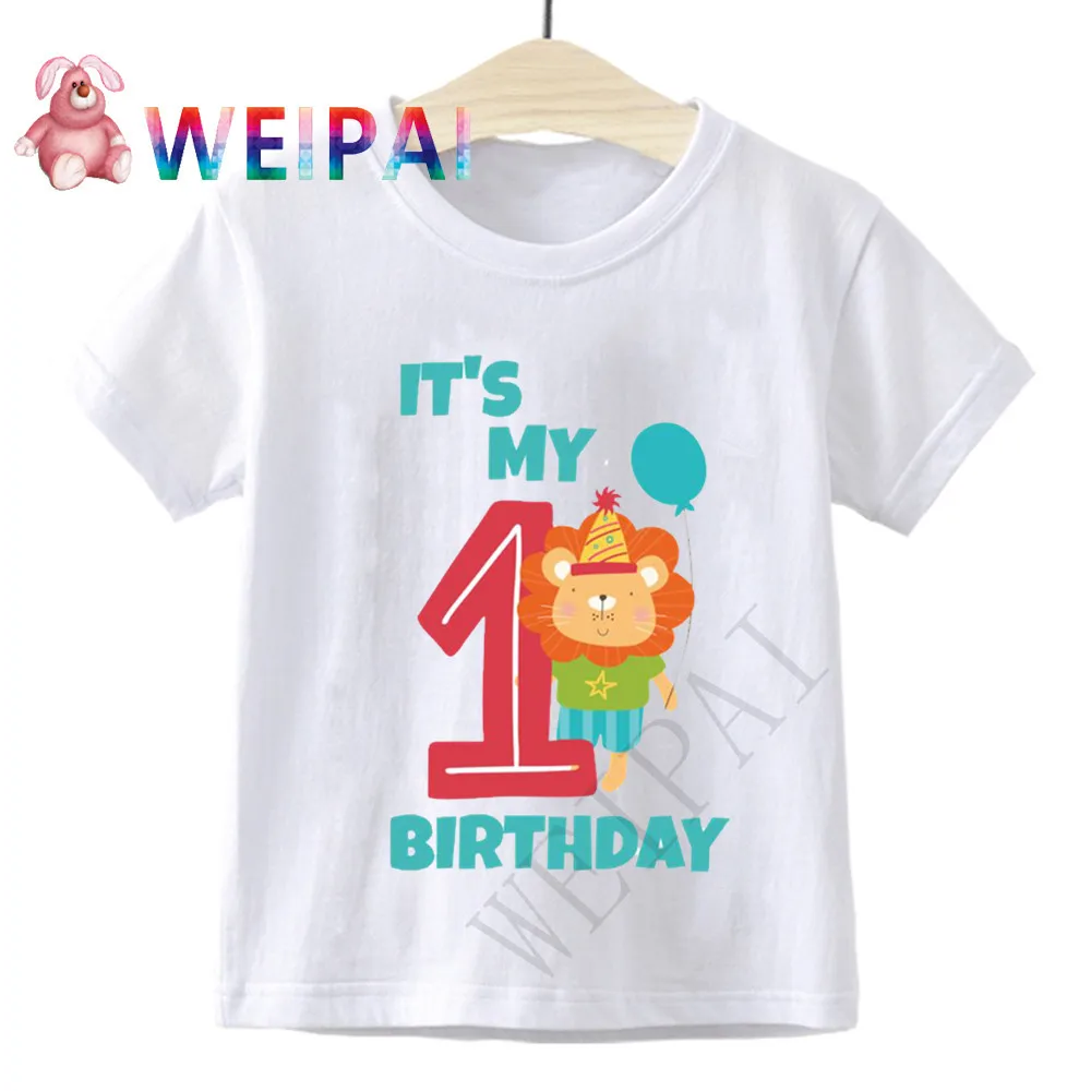 Bambini Cartoon Birthday Number 1 Print T-Shirt Boy & Girl I Am 1 Funny Gift Tshirt Baby 1 anno T Shirt bambini top