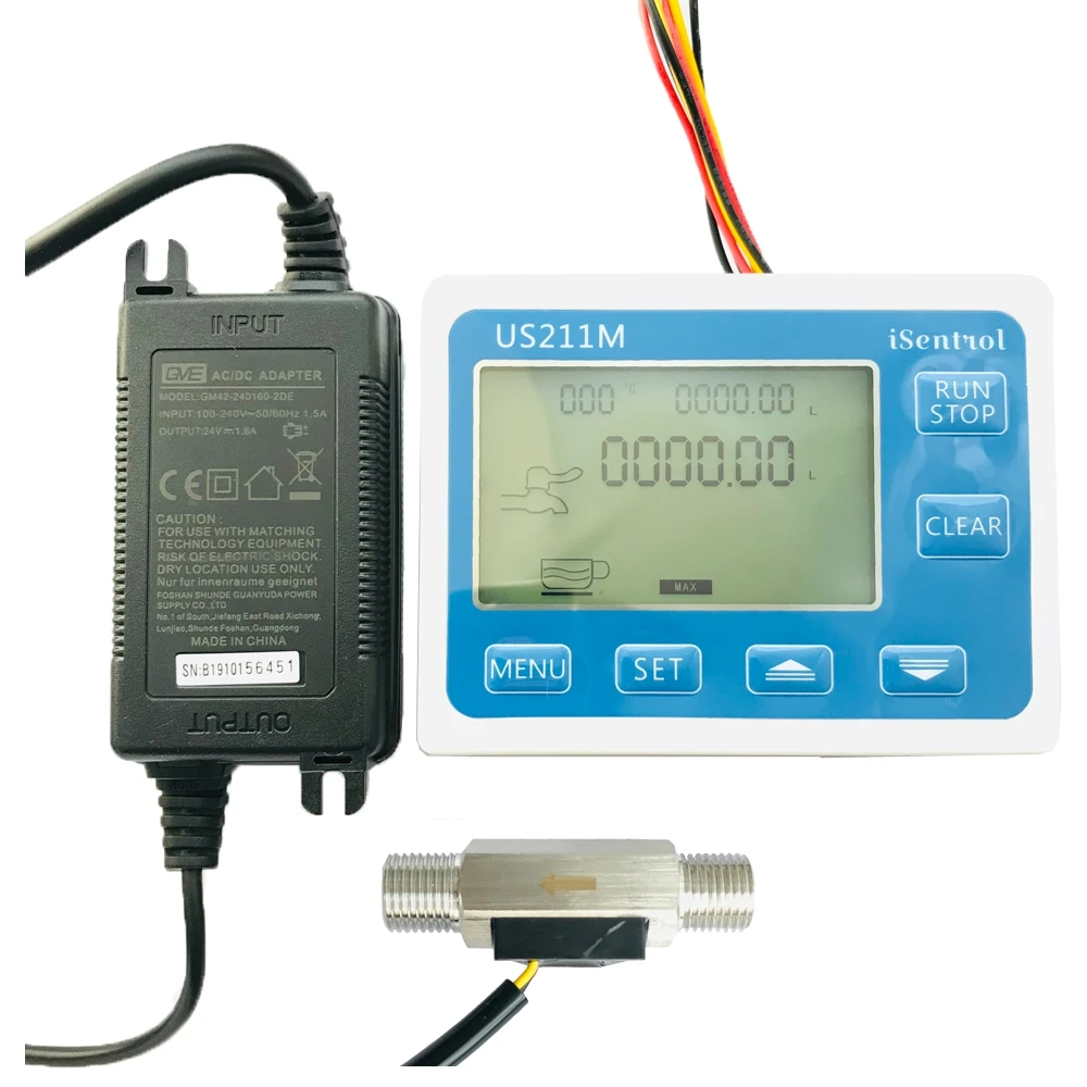 Medidor de flujo Digital US211M, con USS-HS41TA, SUS304, medición de flujo, totalizador, rango de 0,3-3.5L/min, rosca G1/4"