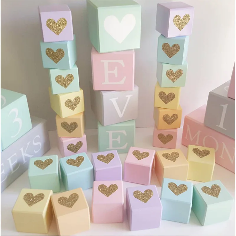 

Baby Keepsake Milestone Blocks Wooden Letters Numbers Educational Toys Kids Room Nursery Decorative Ornaments Crafts Photo Props