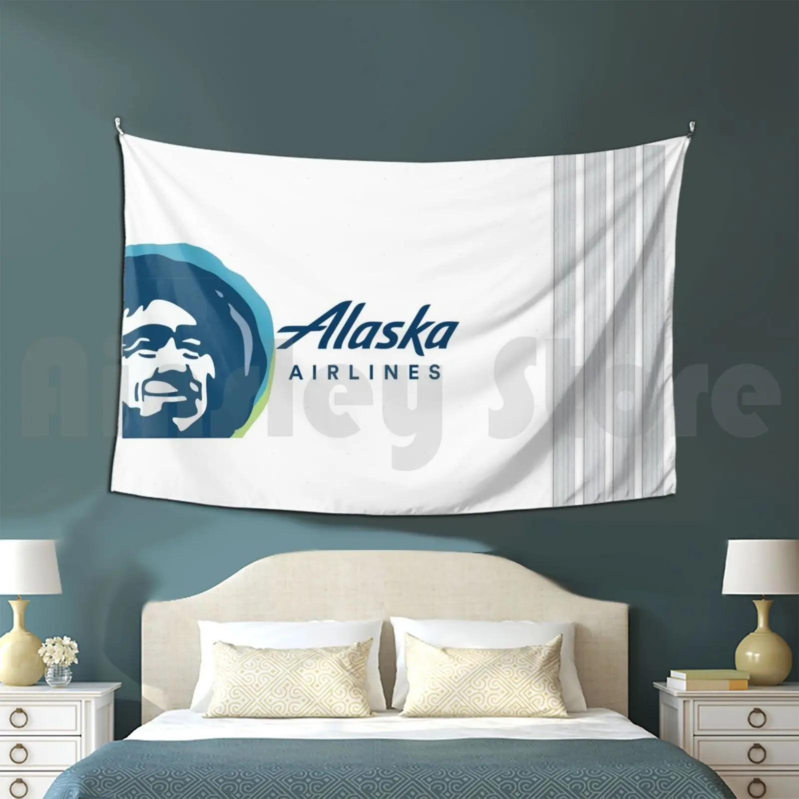 Alaska Tapestry Living Room Bedroom Alaska Airplane Aviation Plane Airplane Fly Flying Pilot Captain Boeing Airbus Cessna