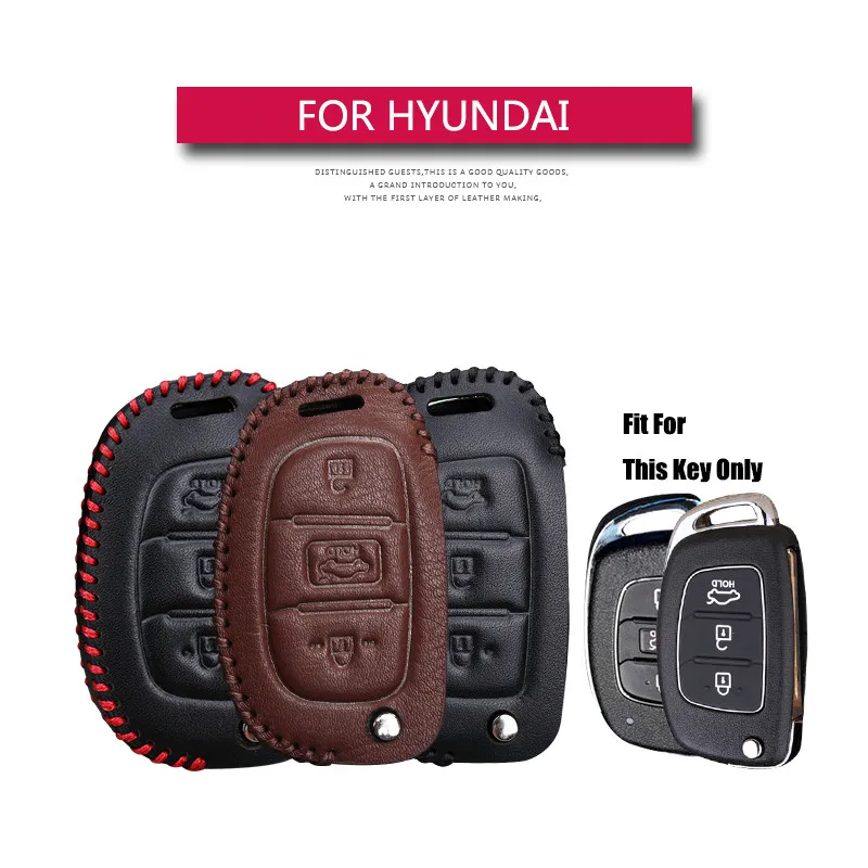 Leather Car Key Case Cover For Solaris Hyundai Kona Tucson I20 I30 I10 I40 IX35 Creta Santa fe Accent Sonata Elantra 2019 2020