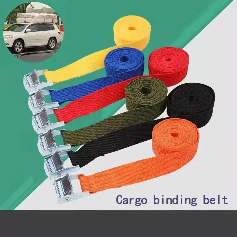 2M Car Tension Rope Luggage Fixed Strap Cargo Roof Rack Lashing Straps Ratchet Tie Belt With Buckle Stowing Tidying Ratchet Belt