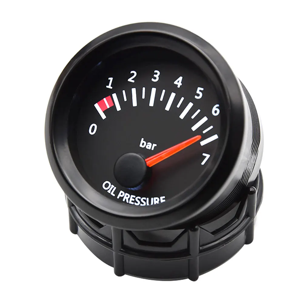 2 "52mm 12V Universal Auto Auto Öl Manometer 0-7Bar Öl Presse Gauge LED Meter mit Sensor für 12V Racing Gauge Schwarz Gesicht – Detail 5