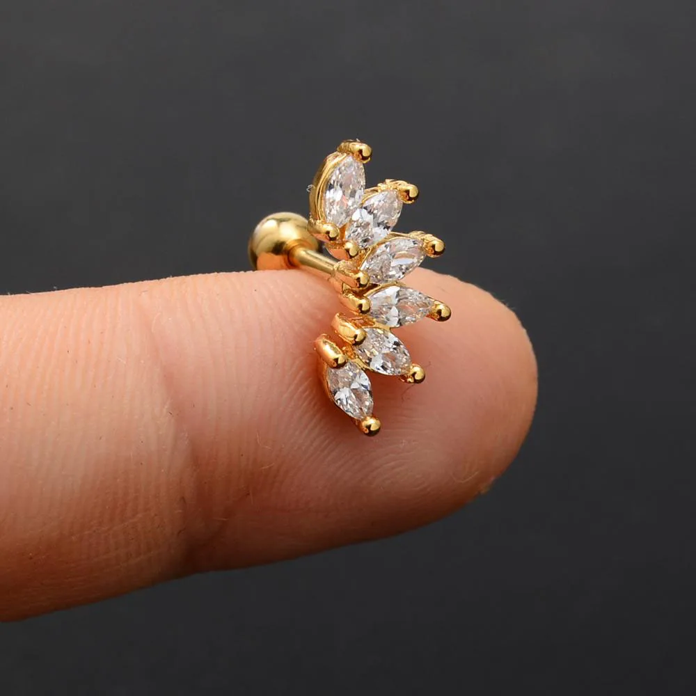 1 Pcs Fashion Elegant Crystal Ear Piercing Stud Star Butterfly Flower Cartilage Helix Conch Screw Back Earring For Woman Jewelry