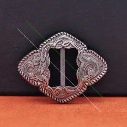 6X Antique Silver Western Rodeo Flower Engraved DIY Leathercraft Saddle Tacks Halter Slotted Concho Bridle Belt Clasp Buckle
