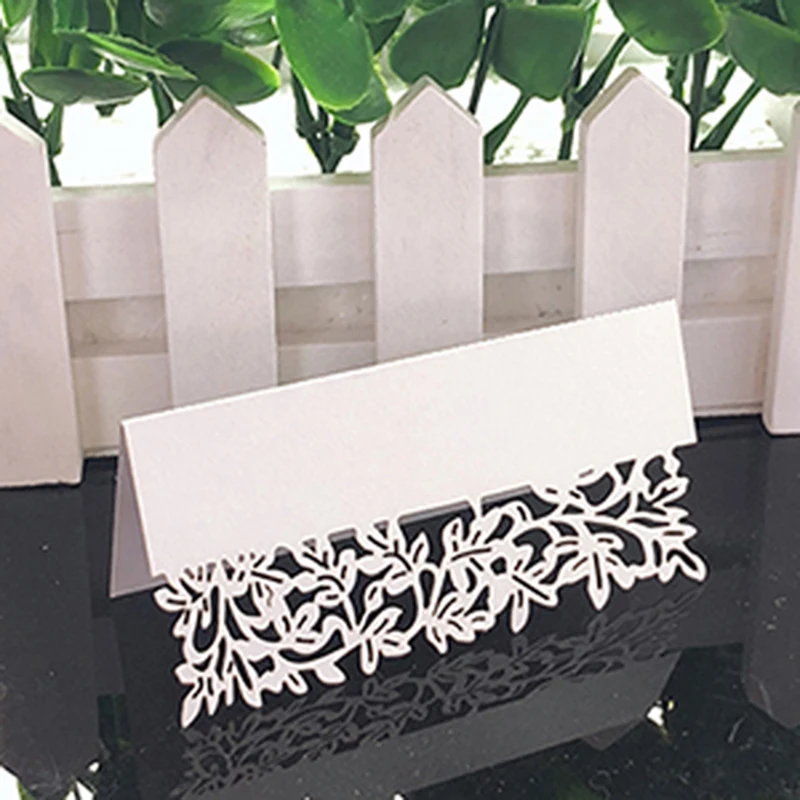 50pcs White Lace Name Place Cards Wedding Decoration Table Decor Table Name Message Greeting Card Party Christmas Decoration