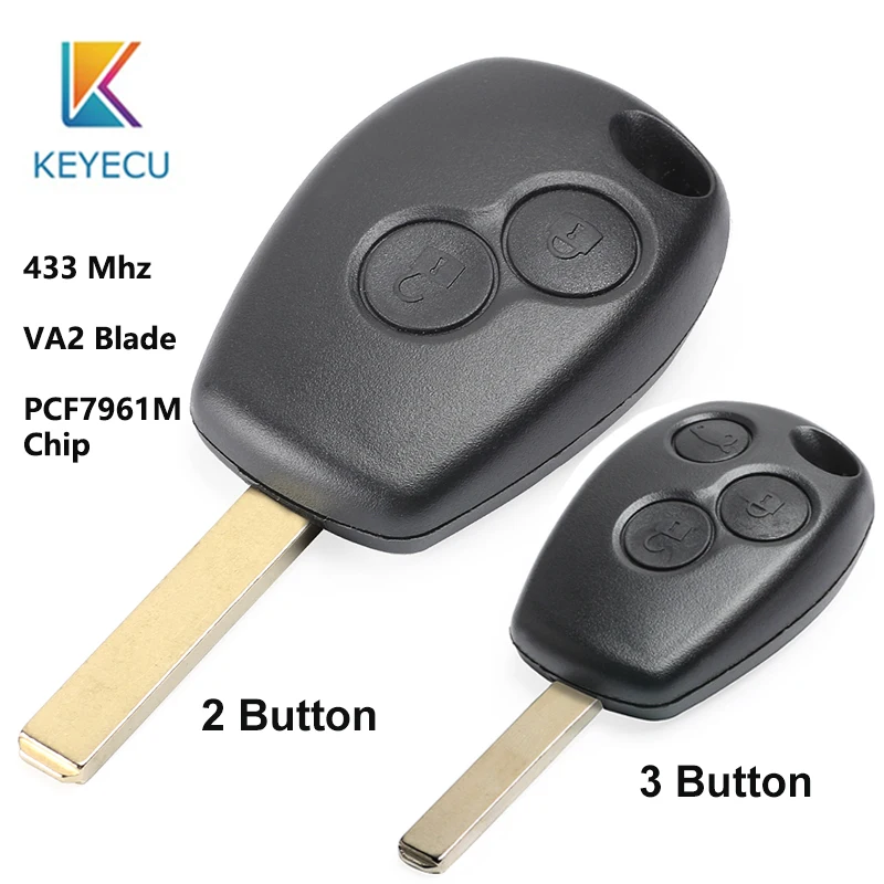 

KEYECU for Renault Trafic Vauxhall Vivaro 2014 2015 2016 2017 Remote Key PCF7961M Chip 2 Button/3 Button 433Mhz Uncut VA2 Blade