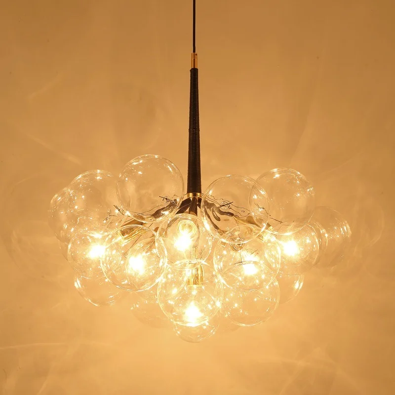 

American Bubbles Glass E27 Led Chandelier Lamparas Fixtures Post Modern Minimalism Lustre Pendant Chandelier Lighting