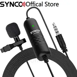 SYNCO-micrófono Lavalier profesional Lav-S6E, condensador omnidireccional con Clip, micrófono de solapa, Emparejamiento automático, Cable largo de 6M/19,7