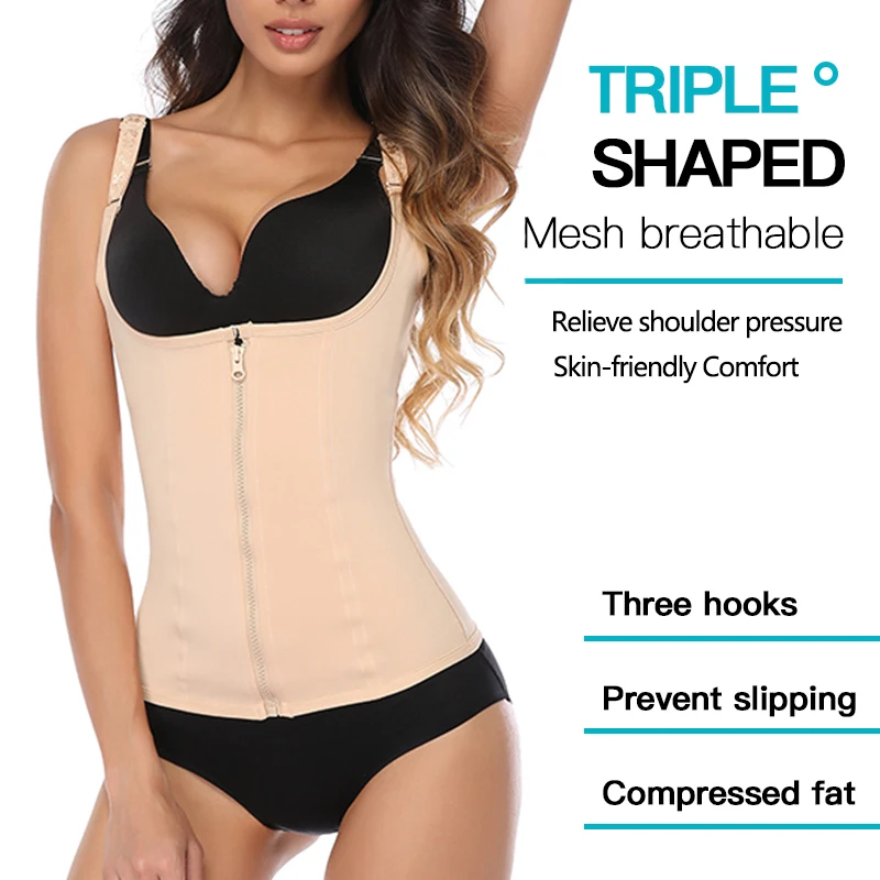 Kobiety gorset Waist Trainer urządzenie do modelowania sylwetki odchudzanie podwójne zamknięcie pas wyszczuplający w talii gorset bez rękawów
