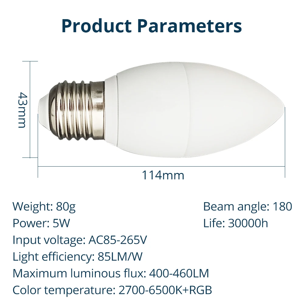 Zemismart Tuya Zigbee 3.0 żarówka Led E27 5W inteligentna żarówka świeczka RGBW możliwość przyciemniania lampa inteligentne życie APP Alexa Google Home Decoration