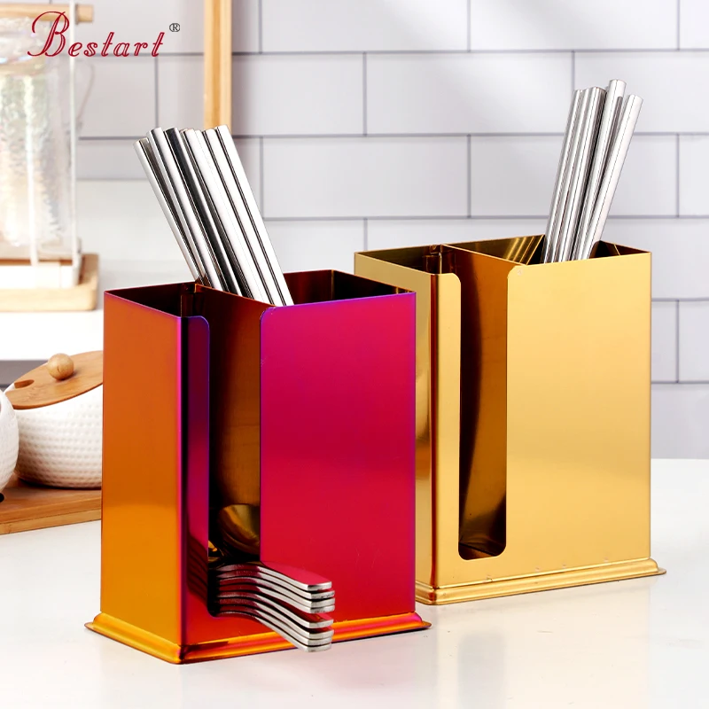 Cutlery Tableware Storage Rack Drain Chopstick Holder Stainless Steel Silverware Spoon Utensil Organizer Home Kitchen Tools