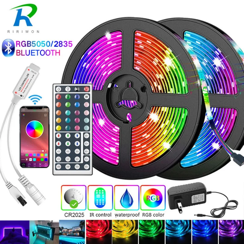 5M-30M Bluetooth LED Strip 5050 2835 IP20 RGB Strip LED Light Flexible Ribbon Stripe RGB Diode Tape IR Controller Adapter