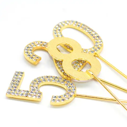 1 st Glitter Legering Strass Nummer Tårtdekorationer Baby Shower Födelsedagsdekoration Bröllop Guld Silver Digitala Tårtor Dessertdekor 10 best sales tårtdekoration för babyn - №3